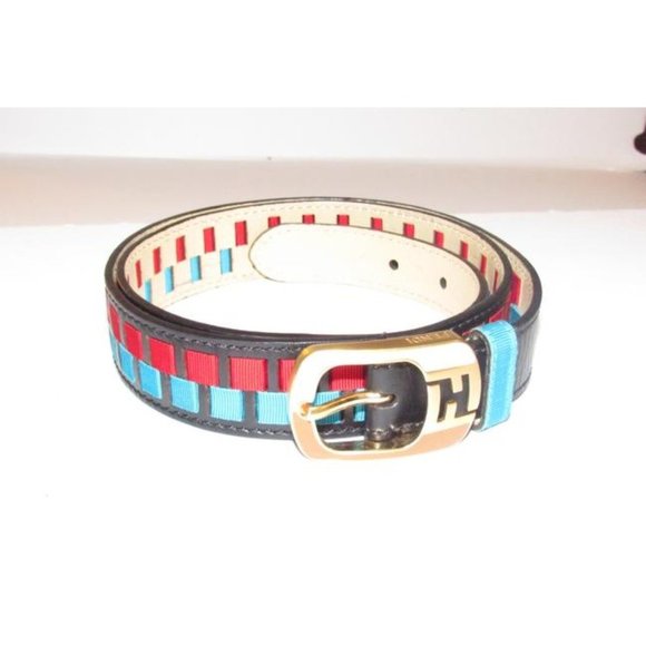 FENDI Black Red Aqua Blue Gold Leather Gold Buckle main image 10
